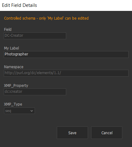 Adobe Bridge metadata customize plugin, edit_field_details window